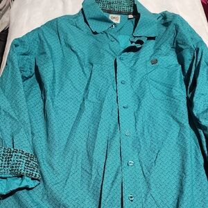 Cinch Turquoise Patterned Shirt